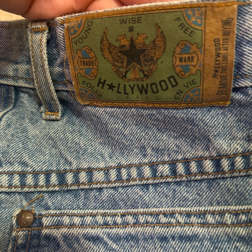 90’s Hollywood Denim Cargo Utility Jean Skirt 100% cotton light blue wash - Picture 3 of 8